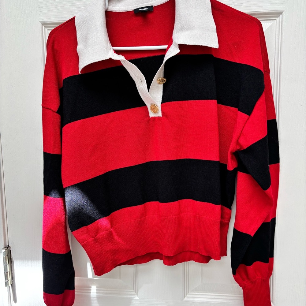 Express Red Sweater with White Collar